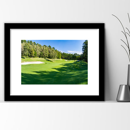 Panorama Golf Course With Beautiful Putting Green, Goft Art Print, Framed Art Print White Border Wall Decor