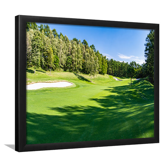 Panorama Golf Course With Beautiful Putting Green, Framed Art Print Wall Decor, Picture Framed