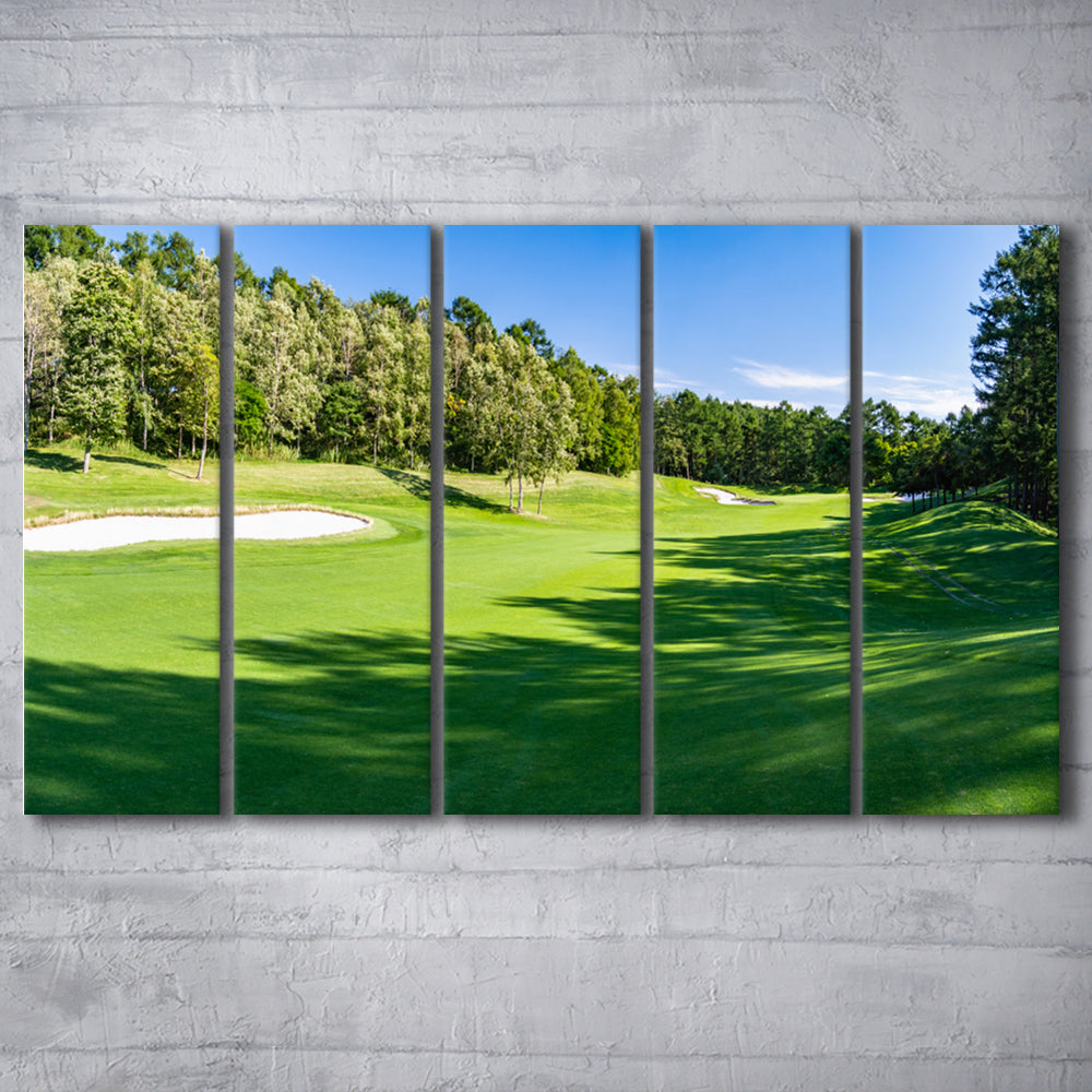 Panorama Golf Course With Beautiful Putting Green, Golf Art Print, Extra Large Canvas Print Wall Art