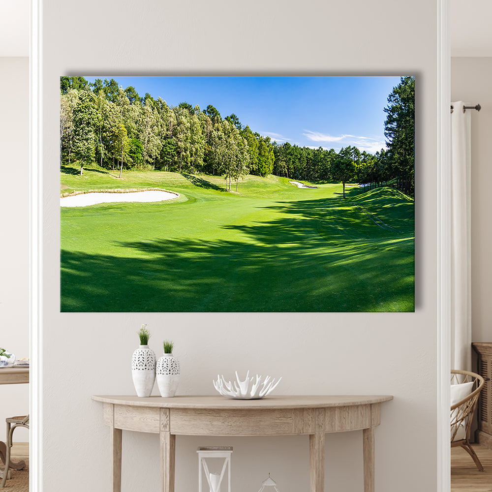 Panorama Golf Course With Beautiful Putting Green, Golf Art Print,Gifts Golf Lover