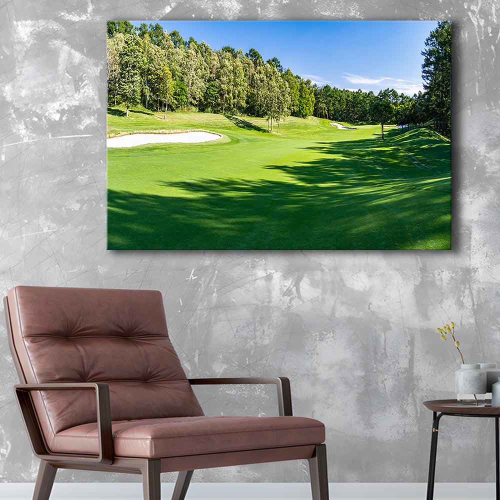 Panorama Golf Course With Beautiful Putting Green, Golf Art Print,Gifts Golf Lover