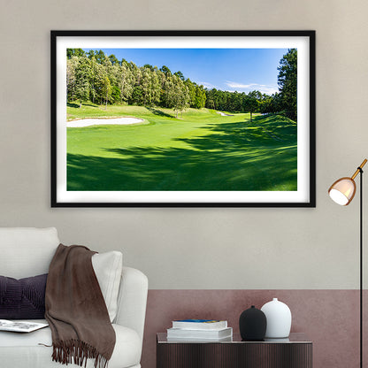 Panorama Golf Course With Beautiful Putting Green, Goft Art Print, Framed Art Print White Border Wall Decor