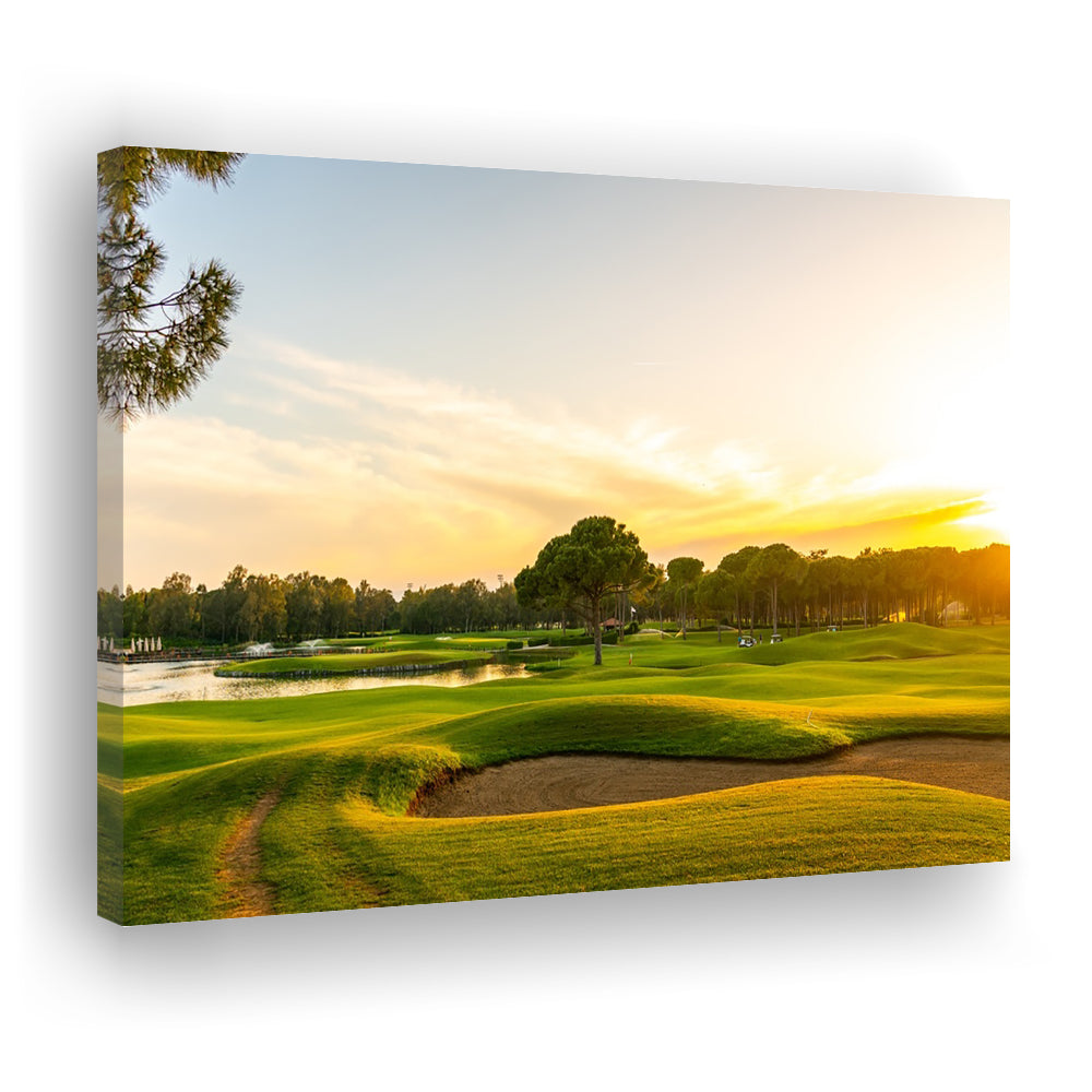 Panorama Of The Most Beautiful Sunset, Golf Art Print,Gifts Golf Lover