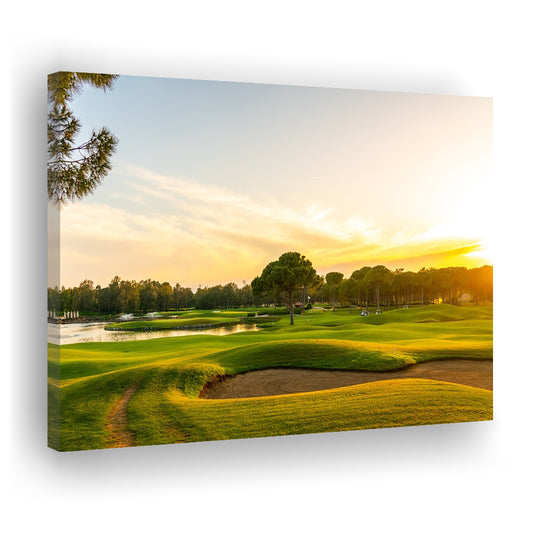 Panorama Of The Most Beautiful Sunset, Golf Art Print,Gifts Golf Lover