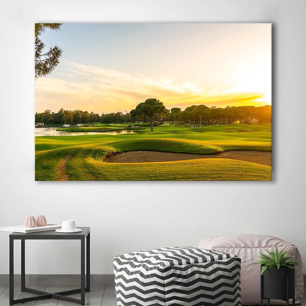 Panorama Of The Most Beautiful Sunset, Golf Art Print,Gifts Golf Lover