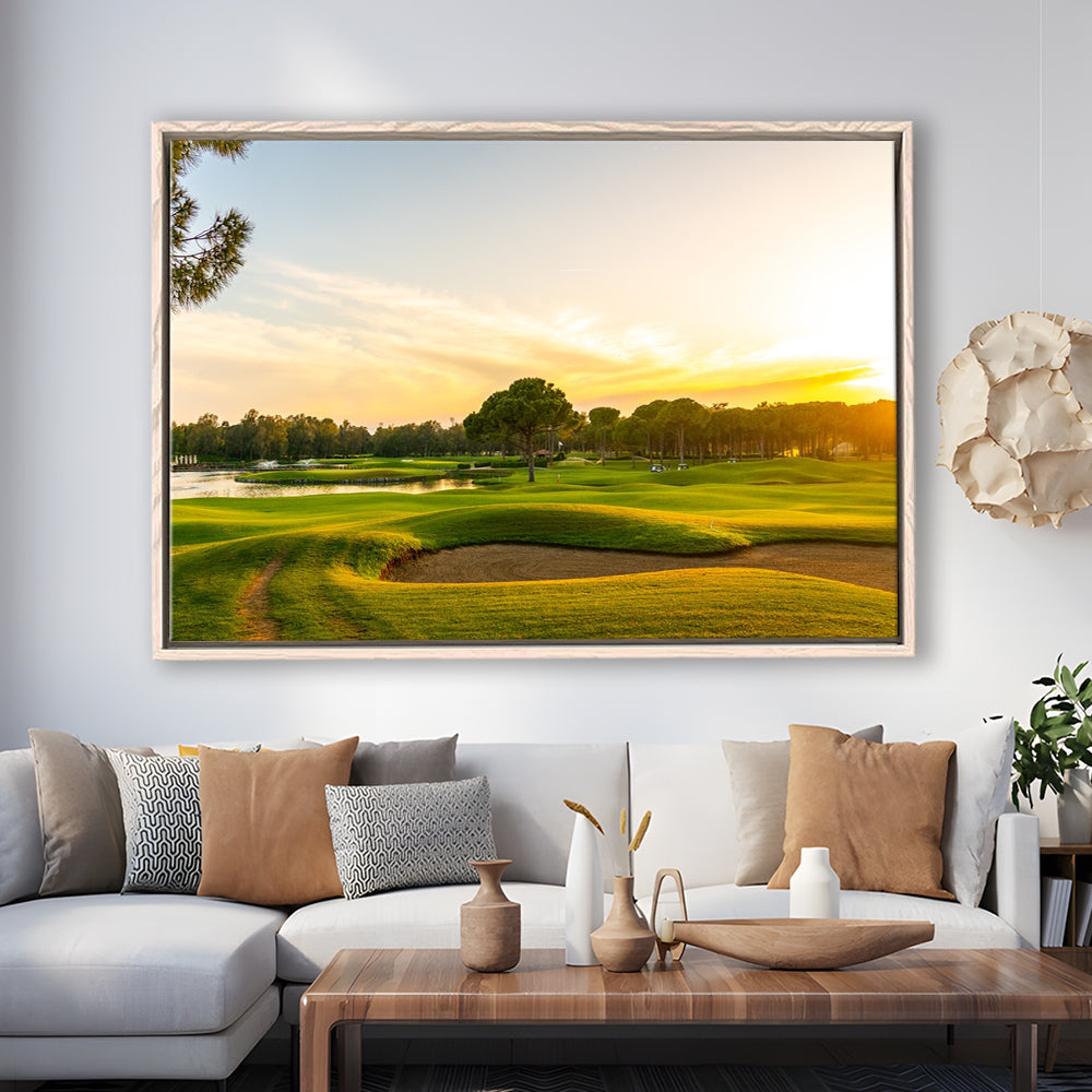 Panorama Of The Most Beautiful Sunset, Floating Framed Canvas Print Wall Art