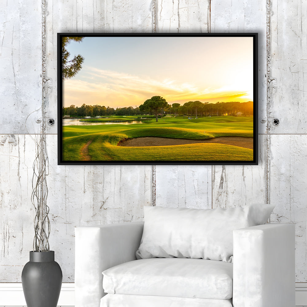 Panorama Of The Most Beautiful Sunset, Floating Framed Canvas Print Wall Art