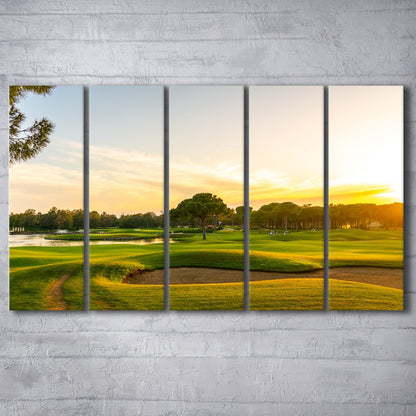 Panorama Of The Most Beautiful Sunset, Golf Art Print, Extra Large Canvas Print Wall Art
