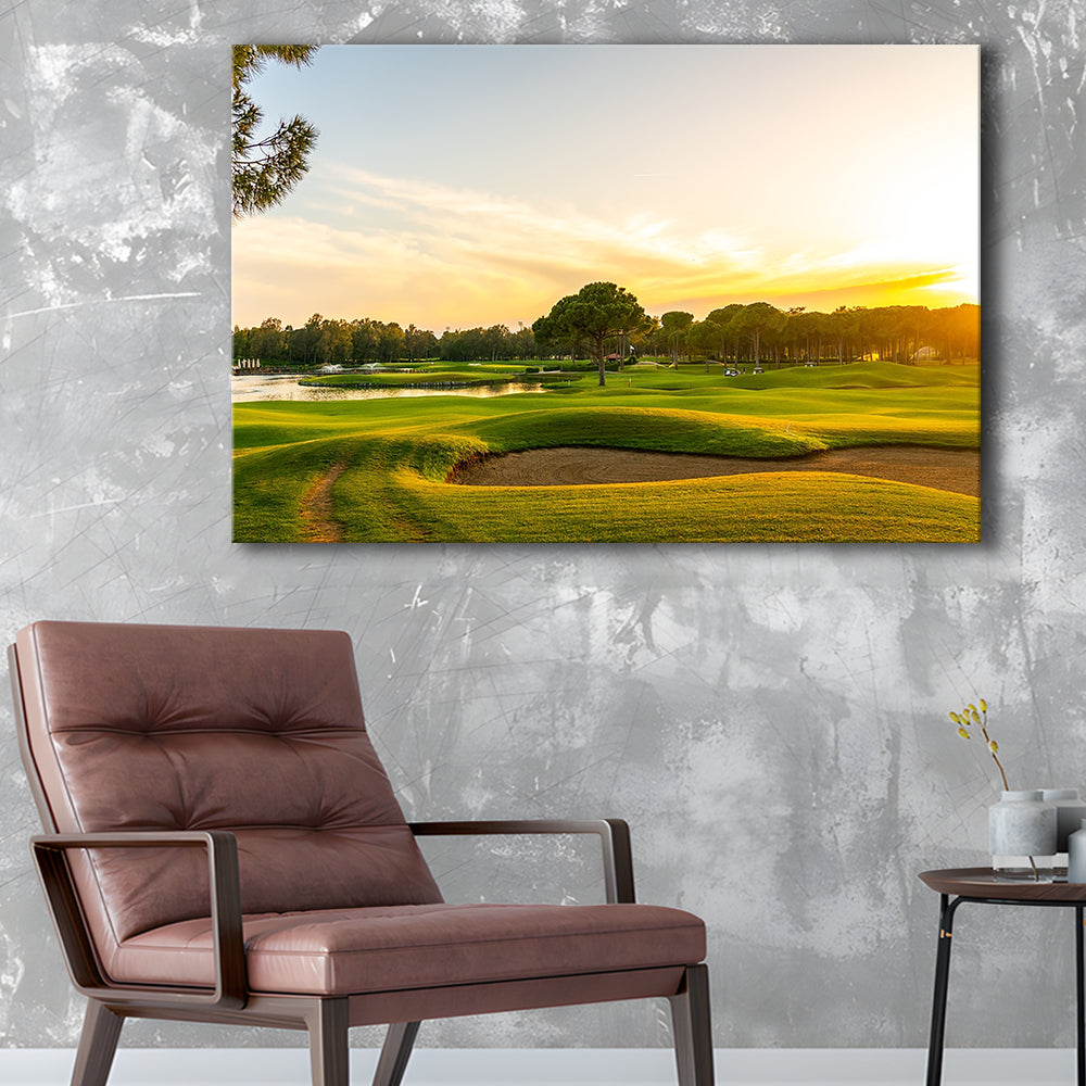 Panorama Of The Most Beautiful Sunset, Golf Art Print,Gifts Golf Lover