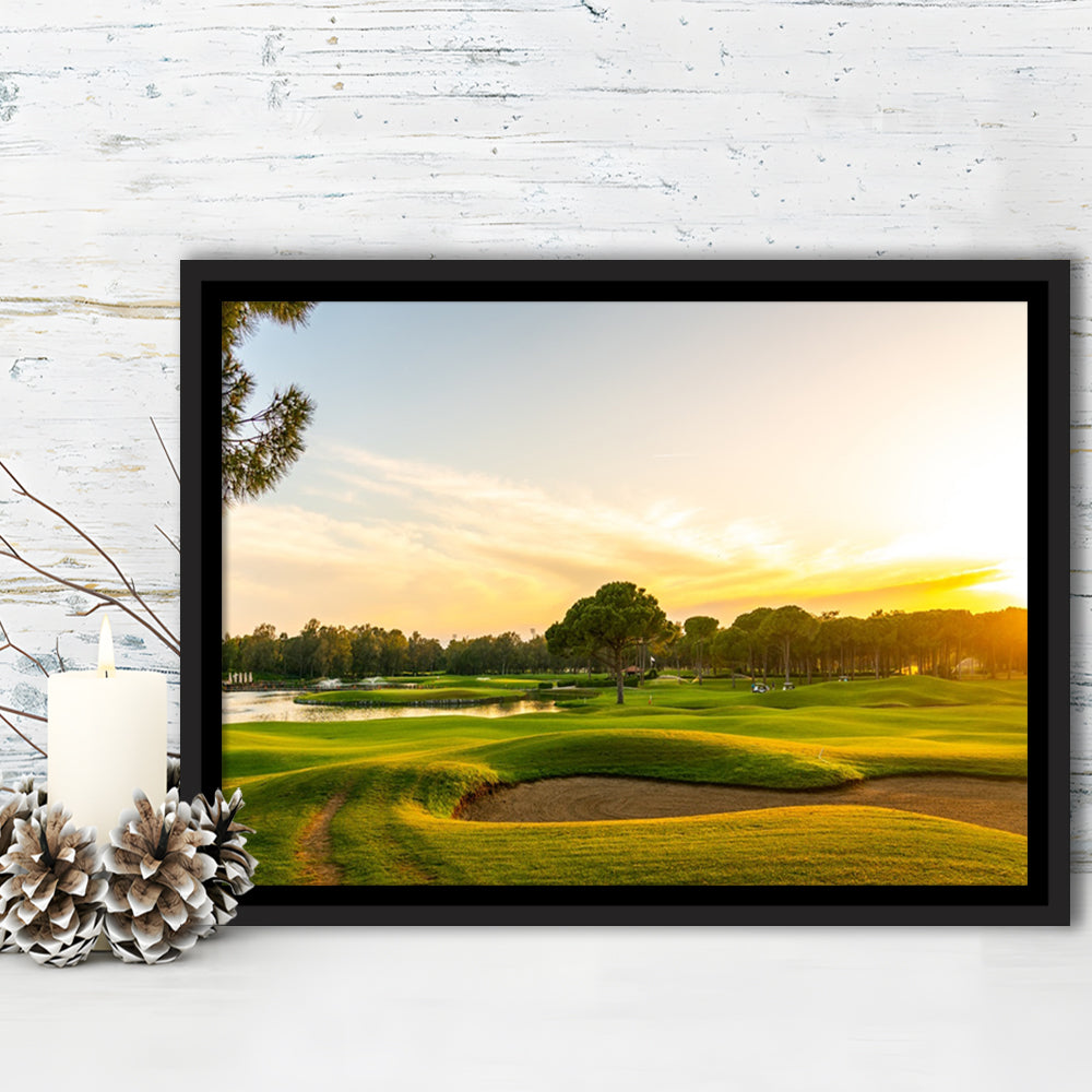 Panorama Of The Most Beautiful Sunset, Floating Framed Canvas Print Wall Art