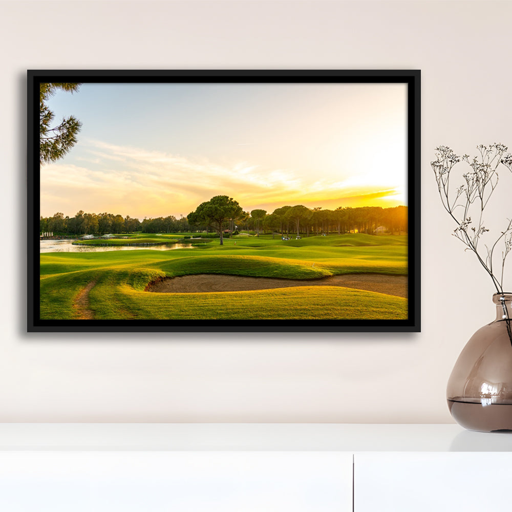 Panorama Of The Most Beautiful Sunset, Floating Framed Canvas Print Wall Art