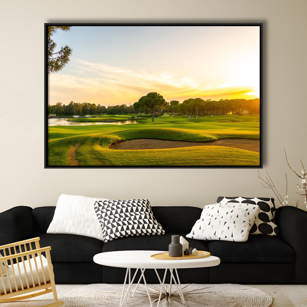 Panorama Of The Most Beautiful Sunset, Floating Framed Canvas Print Wall Art