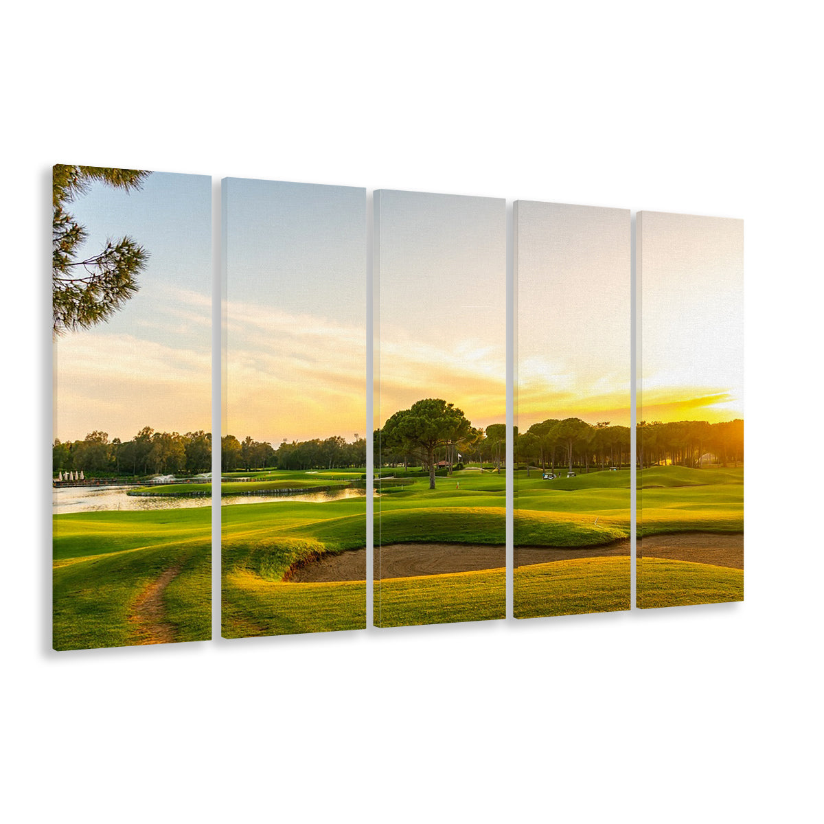 Panorama Of The Most Beautiful Sunset, Golf Art Print, Extra Large Canvas Print Wall Art