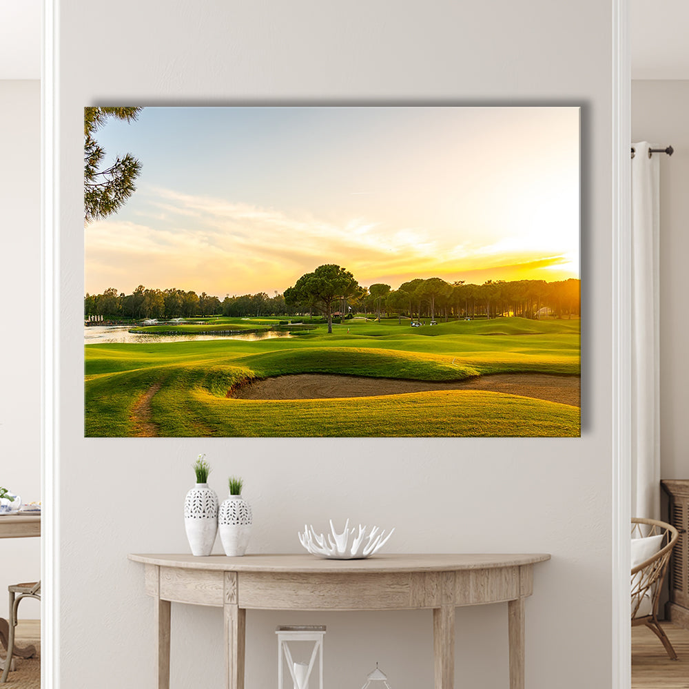 Panorama Of The Most Beautiful Sunset, Golf Art Print,Gifts Golf Lover