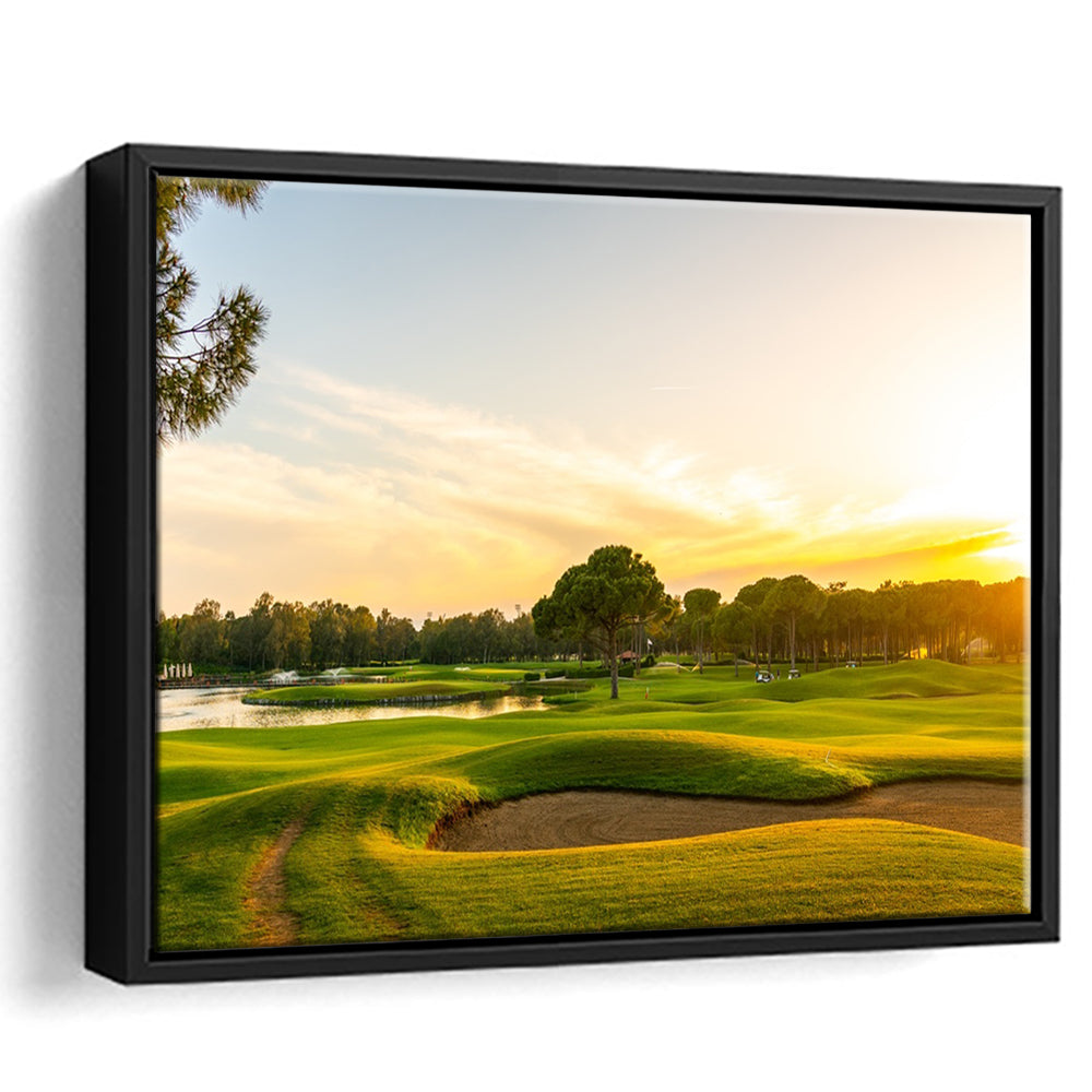 Panorama Of The Most Beautiful Sunset, Floating Framed Canvas Print Wall Art