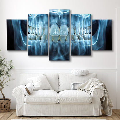 Panoramic X Ray Jaw Canvas Print, Snow white Healthy Teeth, Dental Office Decor, 5 Piece Large Cavas Print Wall Art