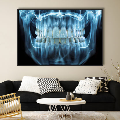 Panoramic X Ray Jaw Canvas Print, Snow White Healthy Teeth, Dental Office Decor, Framed Cavas Print, Floating Frame