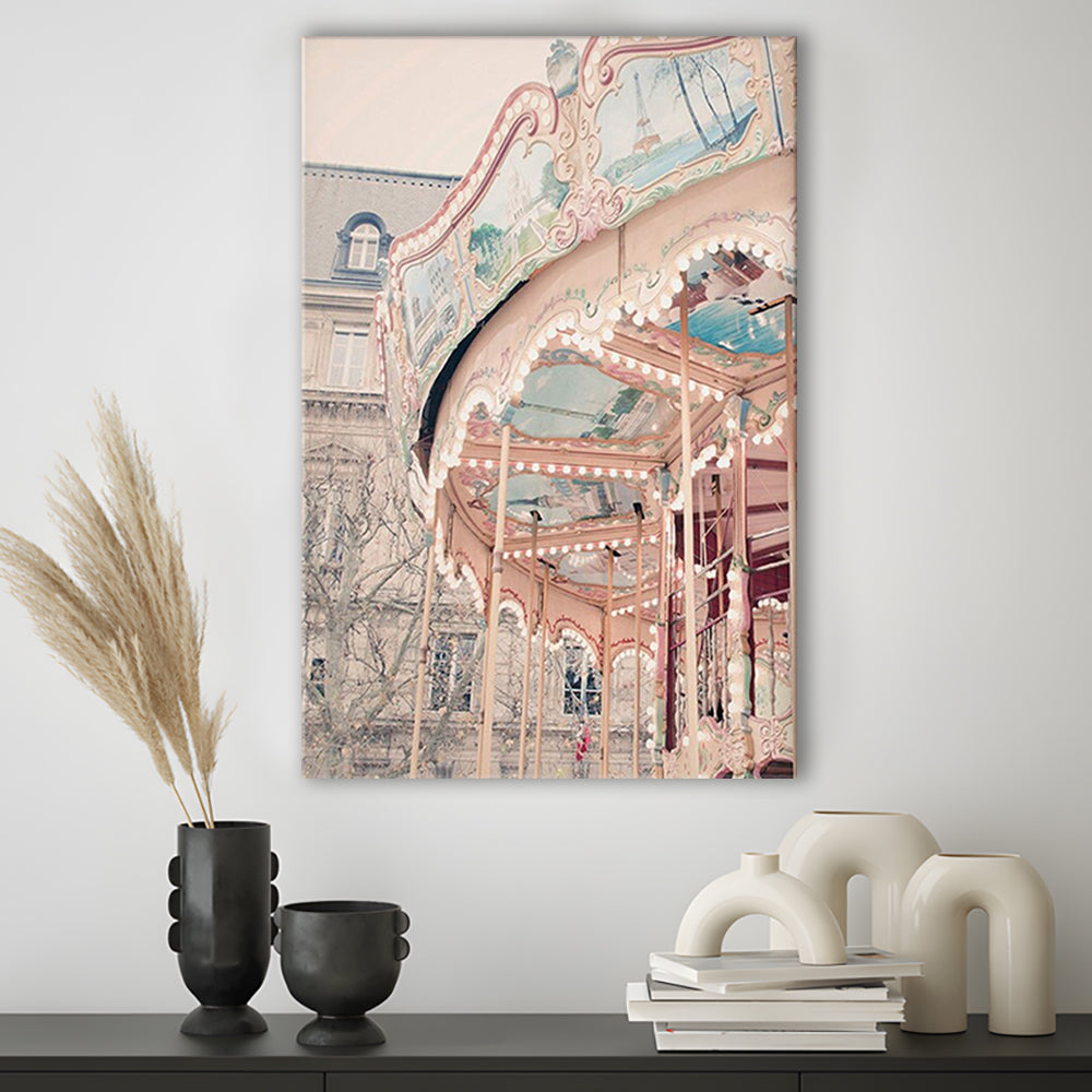 Paris Carousel Wall Art Print Paris Photography Nursery Wall Art Merry Go Round Art, Canvas Prints Wall Art