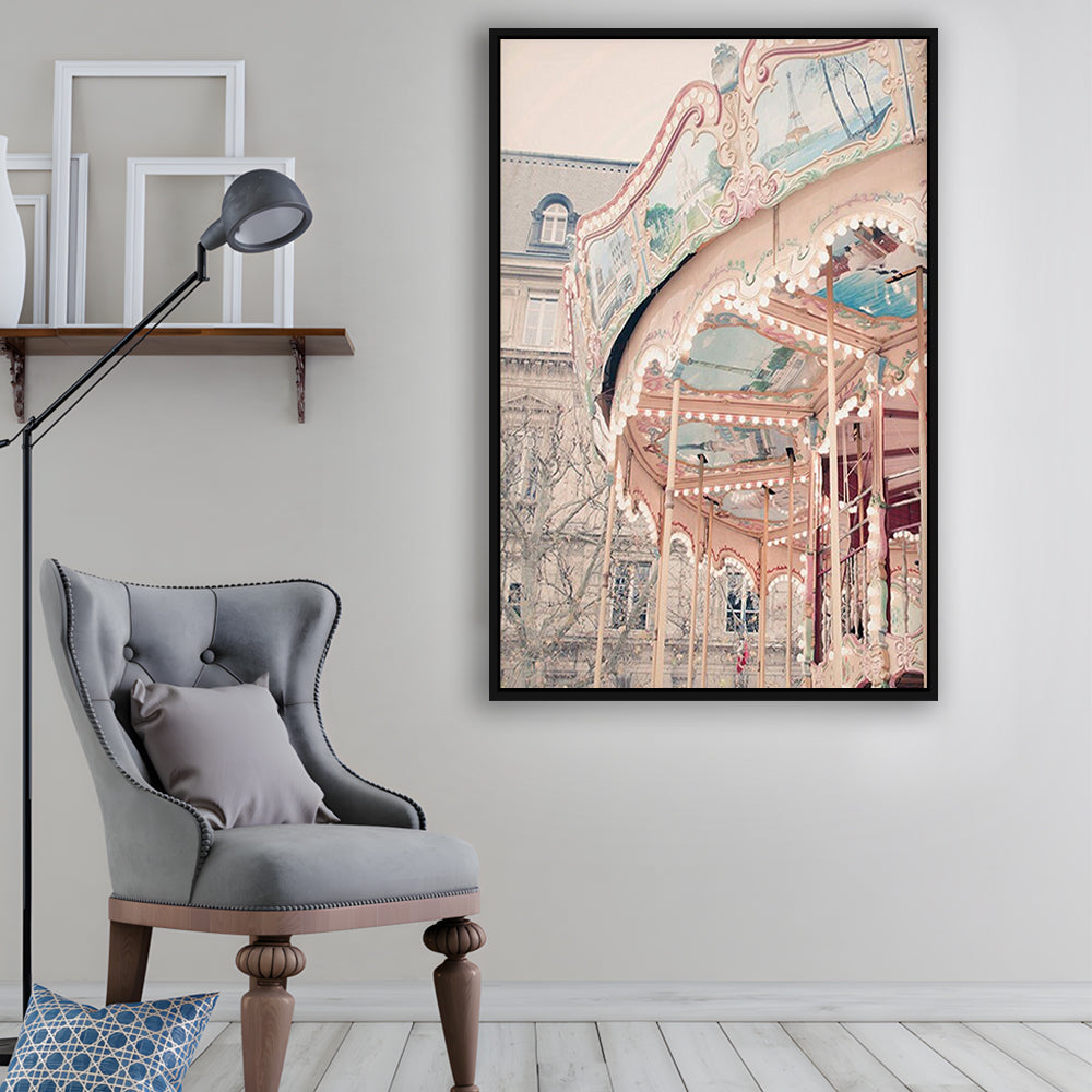 Paris Carousel Wall Art Print Paris Photography Nursery Wall Art Merry Go Round Art, Framed Canvas Prints Wall Art