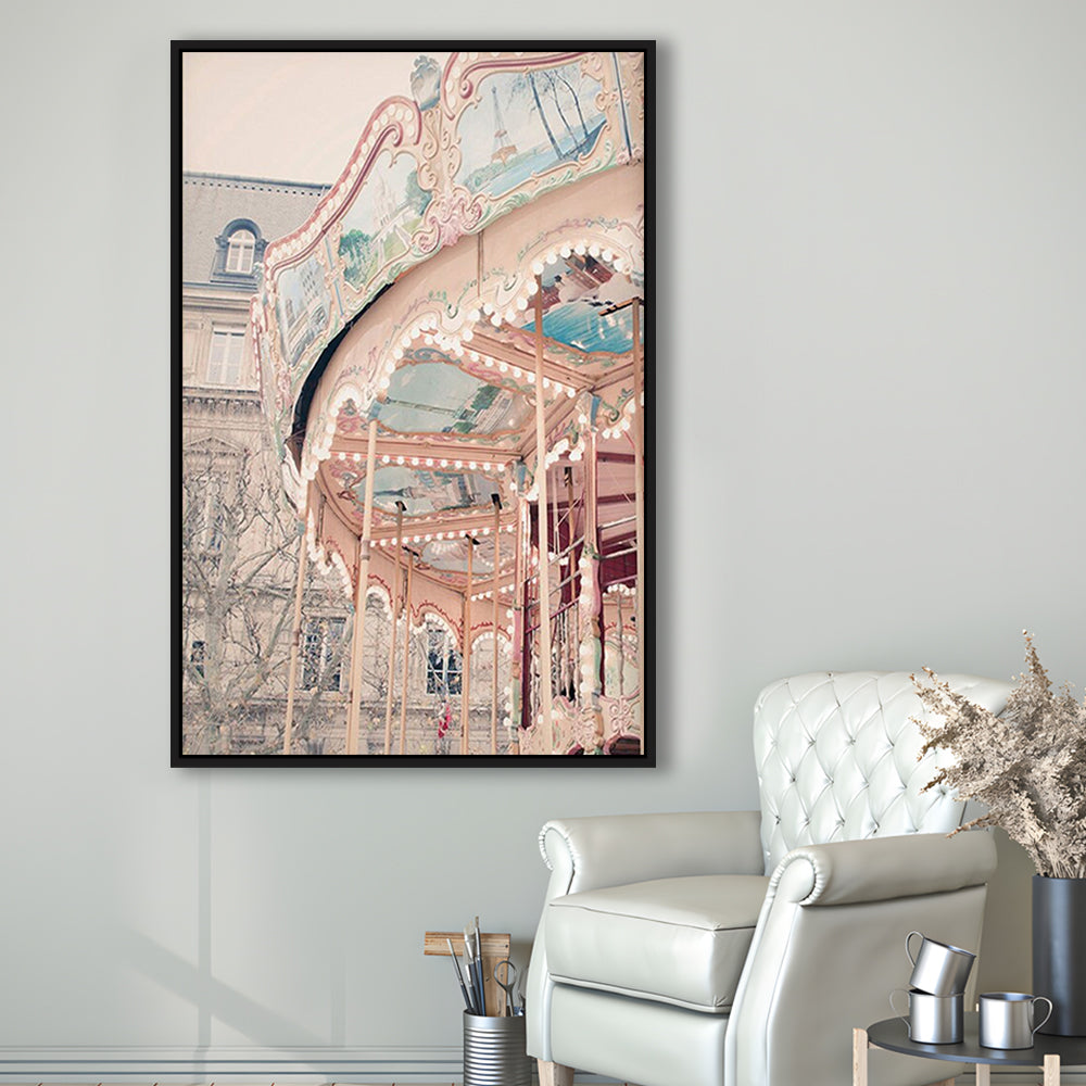 Paris Carousel Wall Art Print Paris Photography Nursery Wall Art Merry Go Round Art, Framed Canvas Prints Wall Art