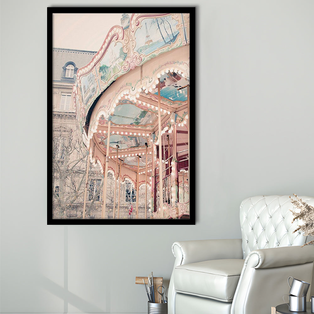 Paris Carousel Wall Art Print Paris Photography Nursery Wall Art Merry Go Round Art, Framed Art Prints Wall Decor
