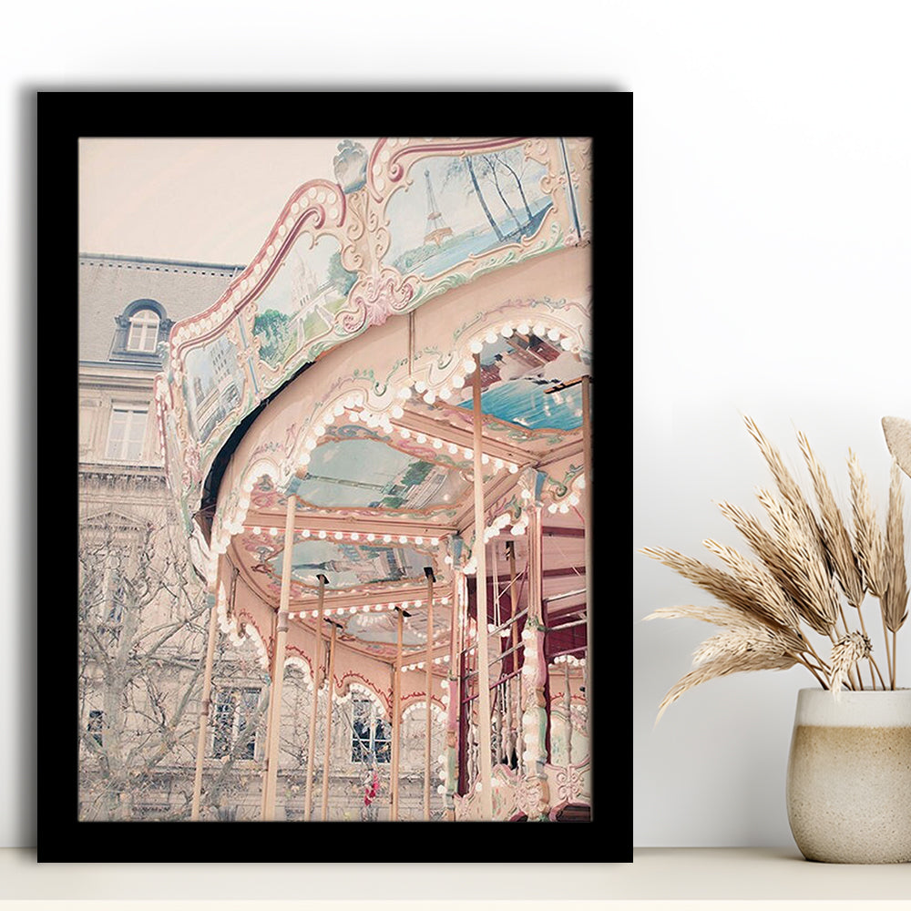 Paris Carousel Wall Art Print Paris Photography Nursery Wall Art Merry Go Round Art, Framed Art Prints Wall Decor