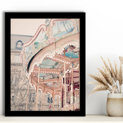 Paris Carousel Wall Art Print Paris Photography Nursery Wall Art Merry Go Round Art, Framed Art Prints Wall Decor