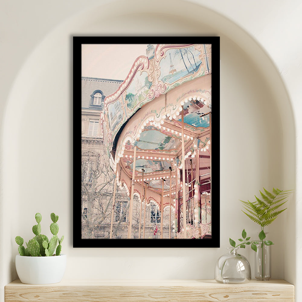 Paris Carousel Wall Art Print Paris Photography Nursery Wall Art Merry Go Round Art, Framed Art Prints Wall Decor
