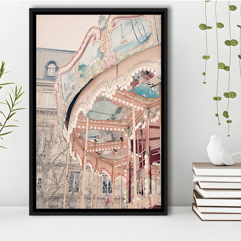 Paris Carousel Wall Art Print Paris Photography Nursery Wall Art Merry Go Round Art, Framed Canvas Prints Wall Art