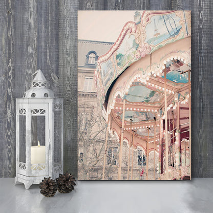 Paris Carousel Wall Art Print Paris Photography Nursery Wall Art Merry Go Round Art, Canvas Prints Wall Art