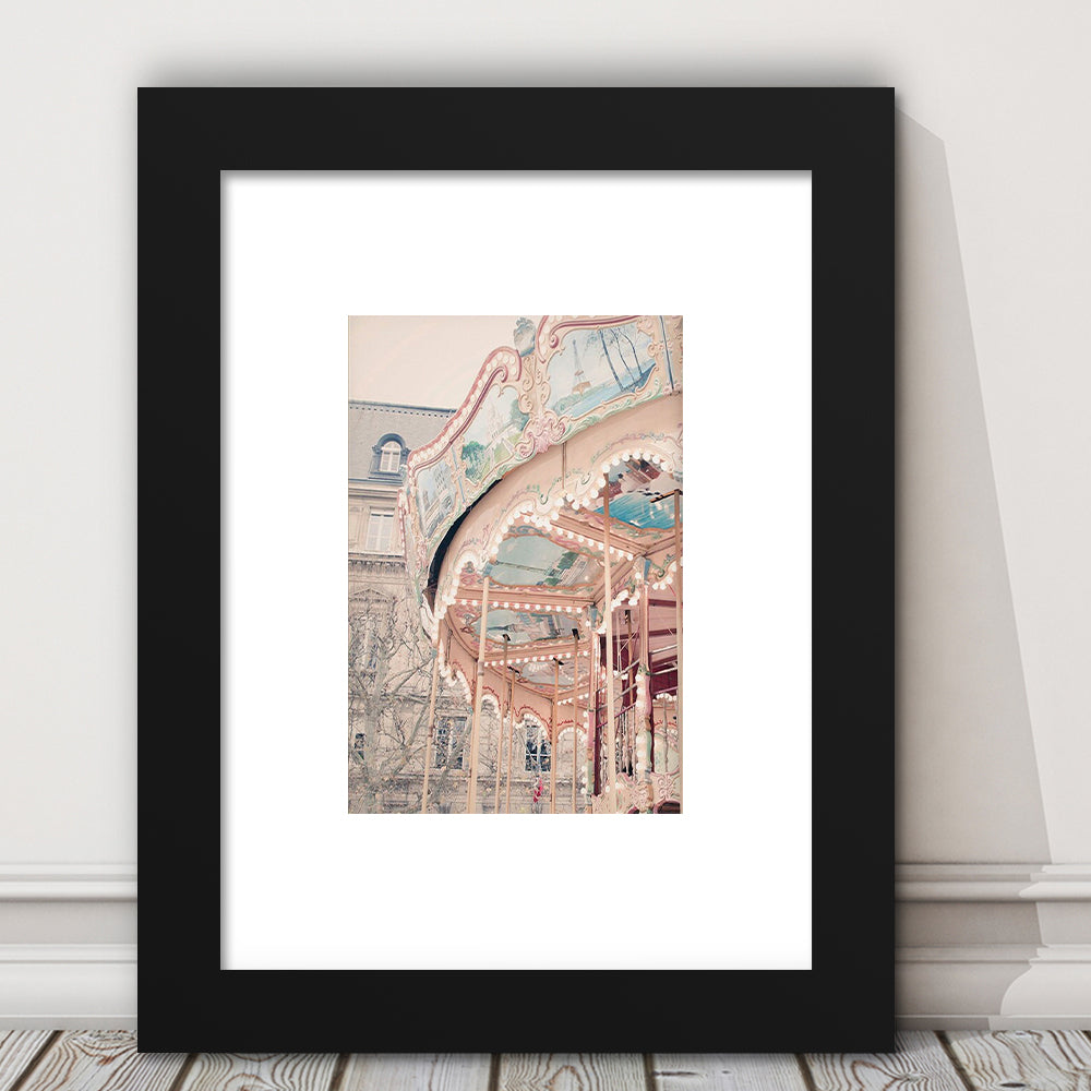 Paris Carousel Wall Art Print Paris Photography Nursery Wall Art Merry Go Round Art, Framed Art Prints White Border Wall Decor