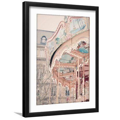 Paris Carousel Wall Art Print Paris Photography Nursery Wall Art Merry Go Round Art, Framed Art Prints White Border Wall Decor