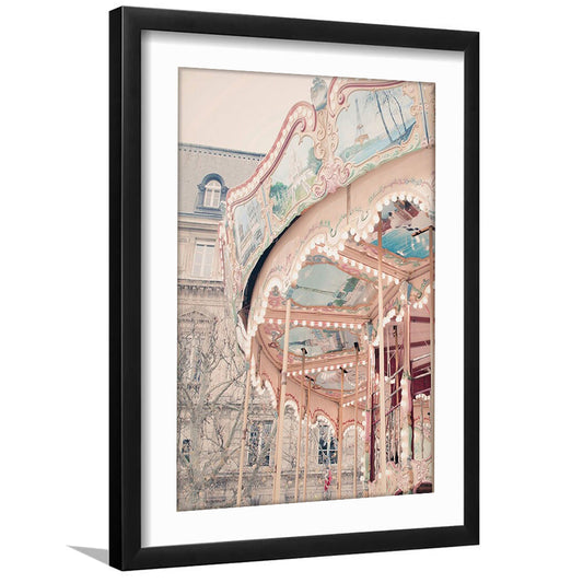 Paris Carousel Wall Art Print Paris Photography Nursery Wall Art Merry Go Round Art, Framed Art Prints White Border Wall Decor