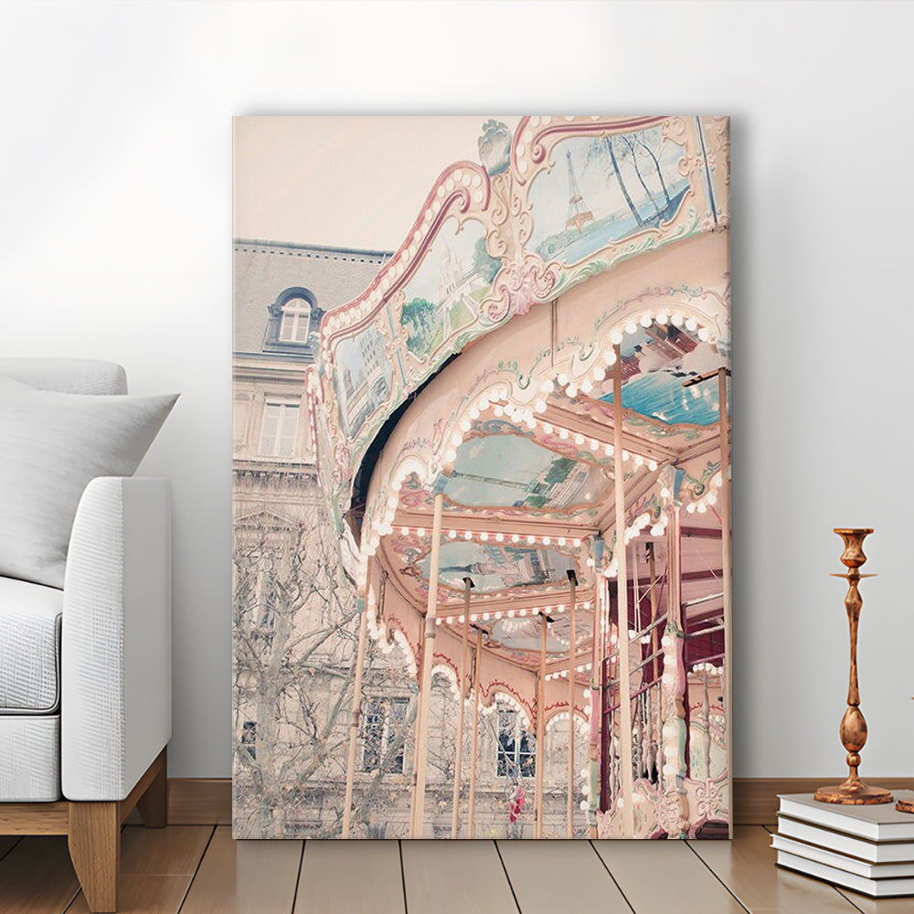 Paris Carousel Wall Art Print Paris Photography Nursery Wall Art Merry Go Round Art, Canvas Prints Wall Art