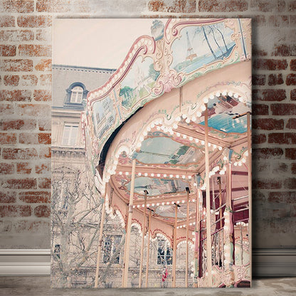 Paris Carousel Wall Art Print Paris Photography Nursery Wall Art Merry Go Round Art, Canvas Prints Wall Art