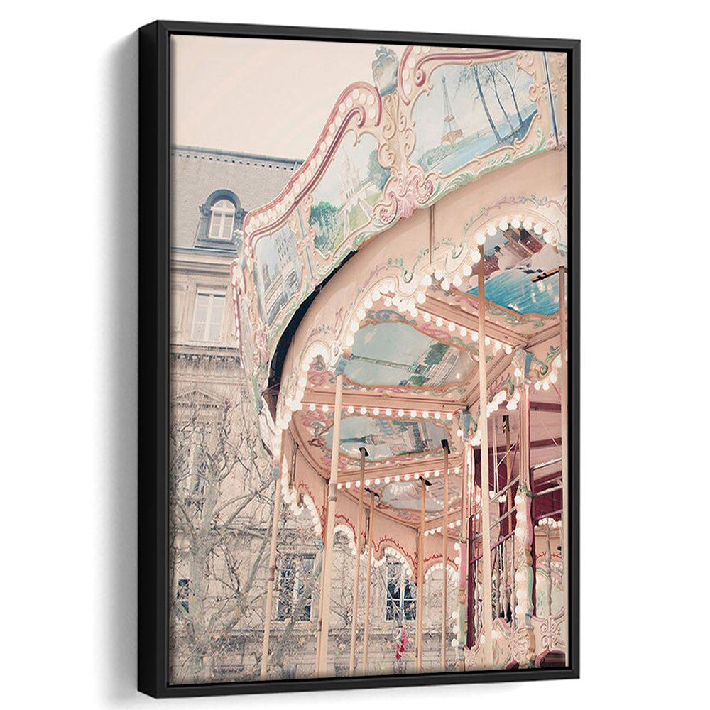 Paris Carousel Wall Art Print Paris Photography Nursery Wall Art Merry Go Round Art, Framed Canvas Prints Wall Art