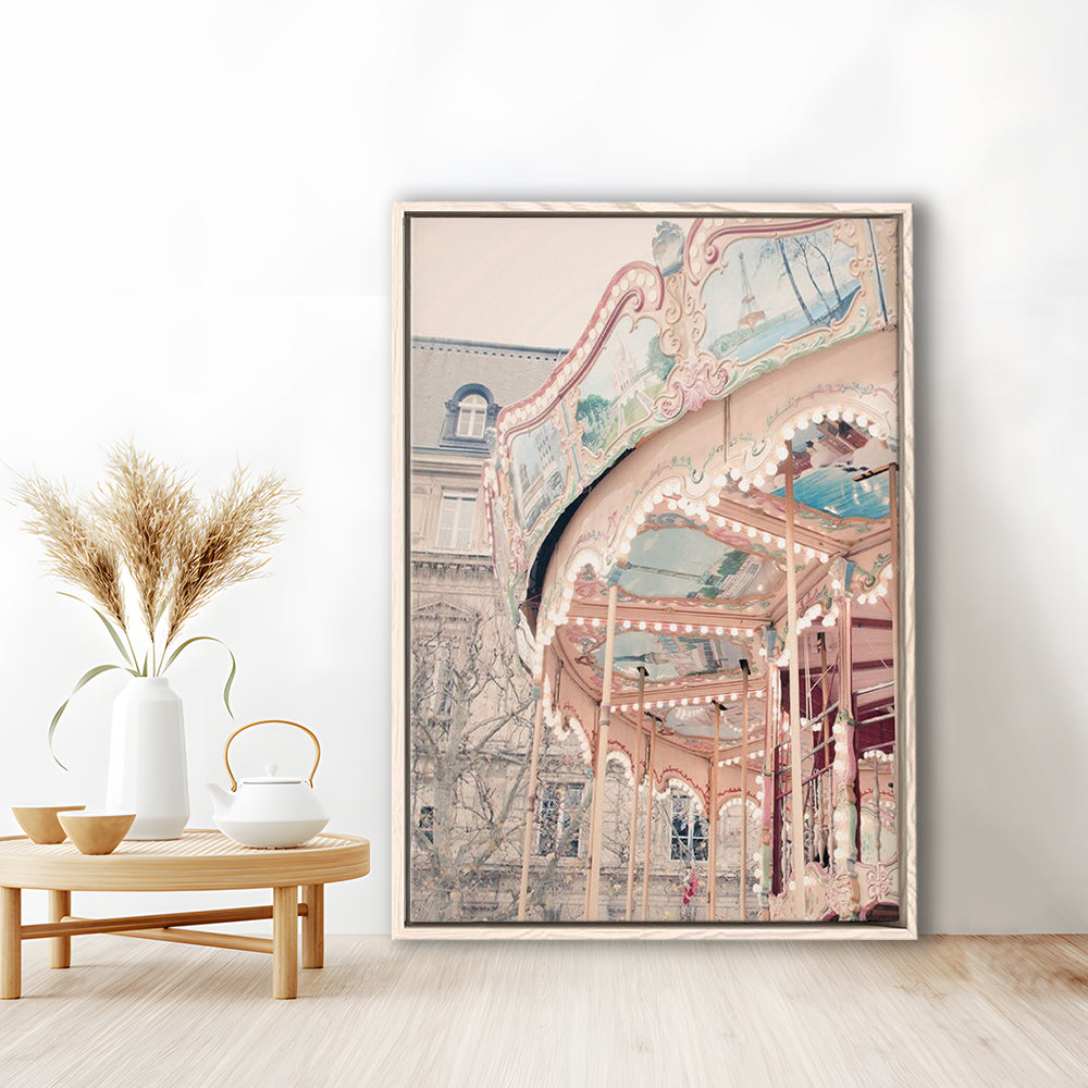 Paris Carousel Wall Art Print Paris Photography Nursery Wall Art Merry Go Round Art, Framed Canvas Prints Wall Art