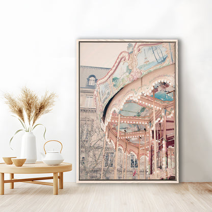 Paris Carousel Wall Art Print Paris Photography Nursery Wall Art Merry Go Round Art, Framed Canvas Prints Wall Art