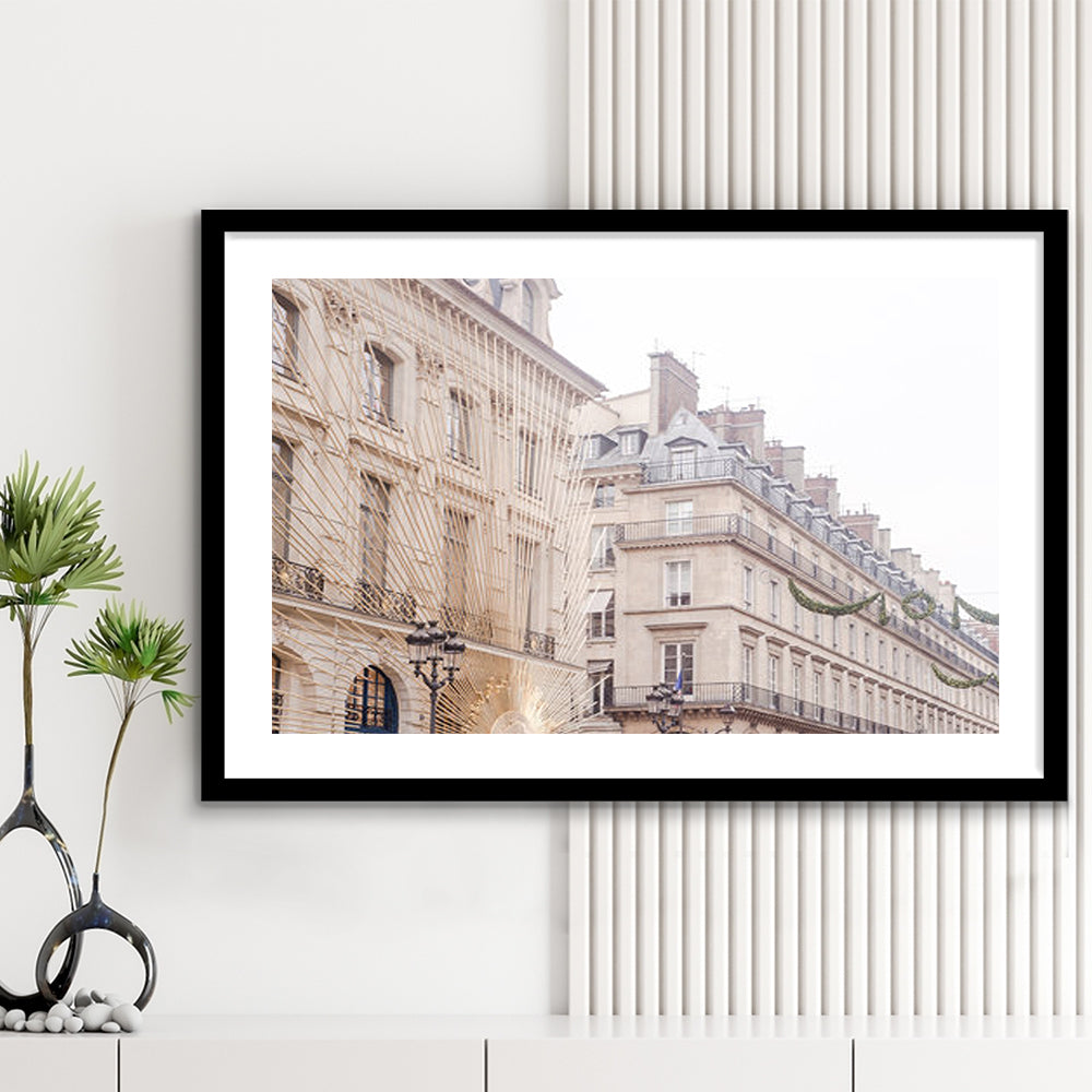 Paris Christmas Photography Print, Paris Print, Paris Christmas Print, Framed Art Print White Border Wall Decor