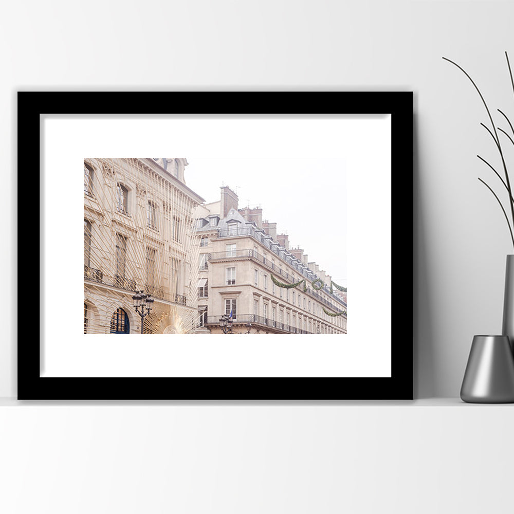 Paris Christmas Photography Print, Paris Print, Paris Christmas Print, Framed Art Print White Border Wall Decor