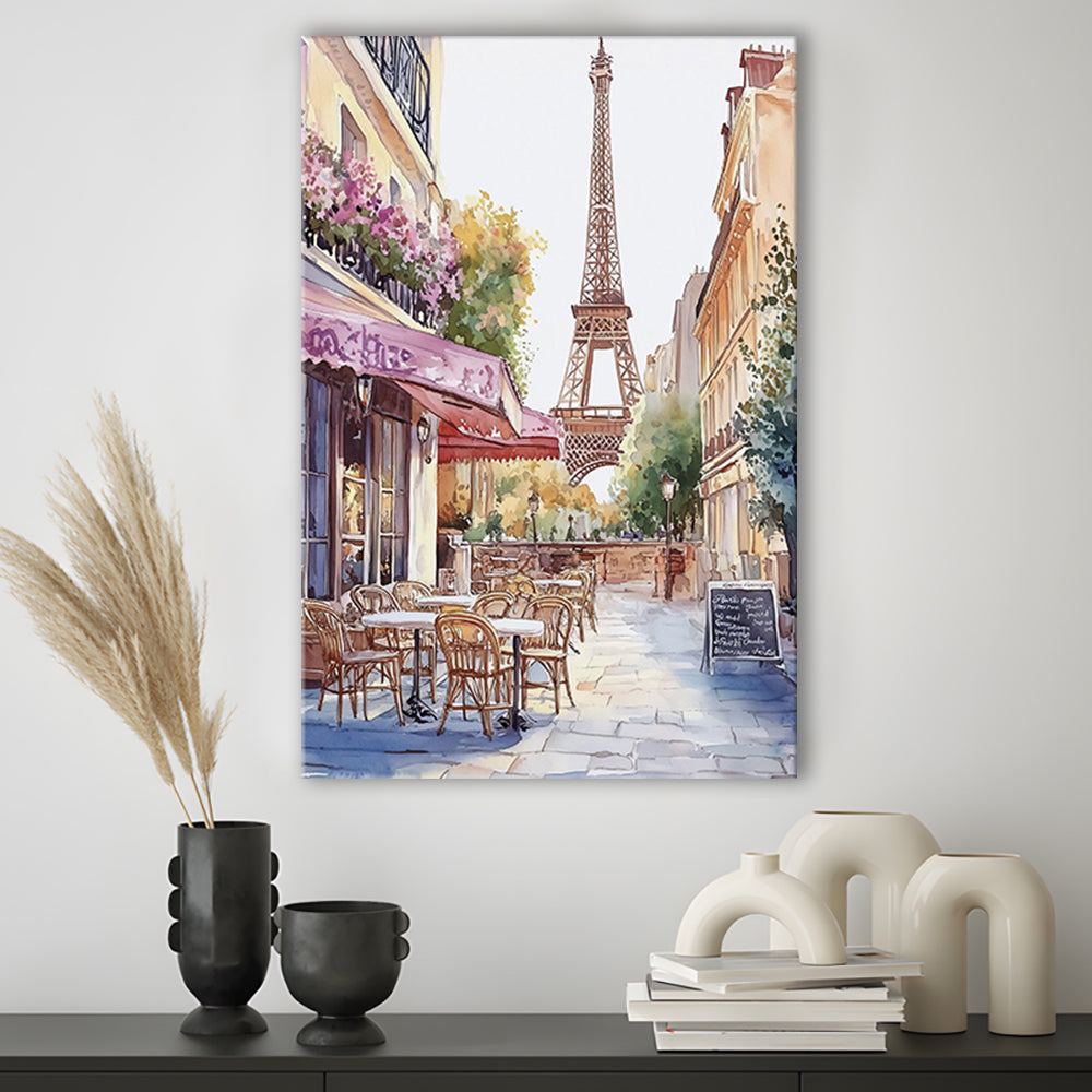 Paris Cityscape Watercolor Art Print, Cafe Watercolor Art Print, Travel Art, Gift Idea, Canvas Print, Canvas Decor