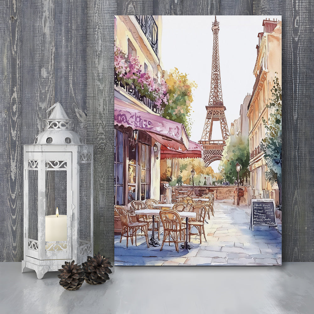 Paris Cityscape Watercolor Art Print, Cafe Watercolor Art Print, Travel Art, Gift Idea, Canvas Print, Canvas Decor