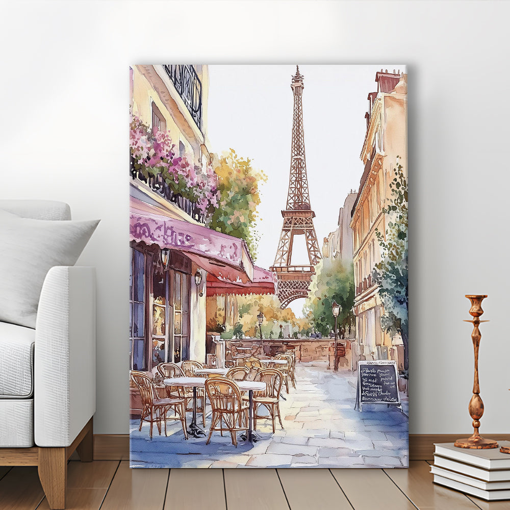 Paris Cityscape Watercolor Art Print, Cafe Watercolor Art Print, Travel Art, Gift Idea, Canvas Print, Canvas Decor