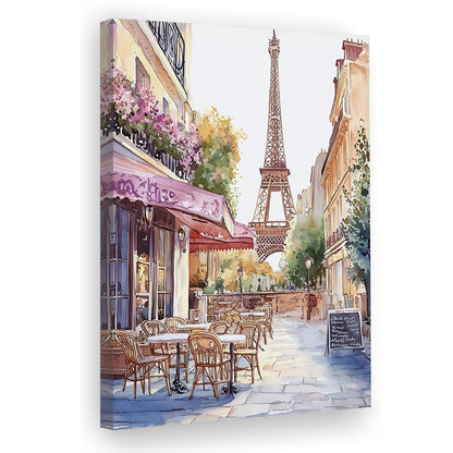 Paris Cityscape Watercolor Art Print, Cafe Watercolor Art Print, Travel Art, Gift Idea, Canvas Print, Canvas Decor