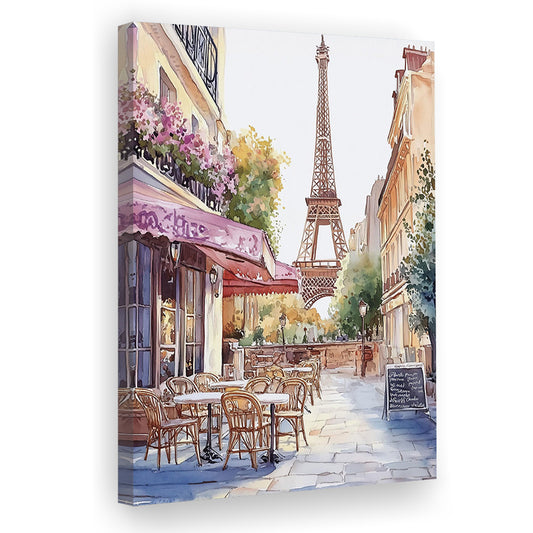 Paris Cityscape Watercolor Art Print, Cafe Watercolor Art Print, Travel Art, Gift Idea, Canvas Print, Canvas Decor