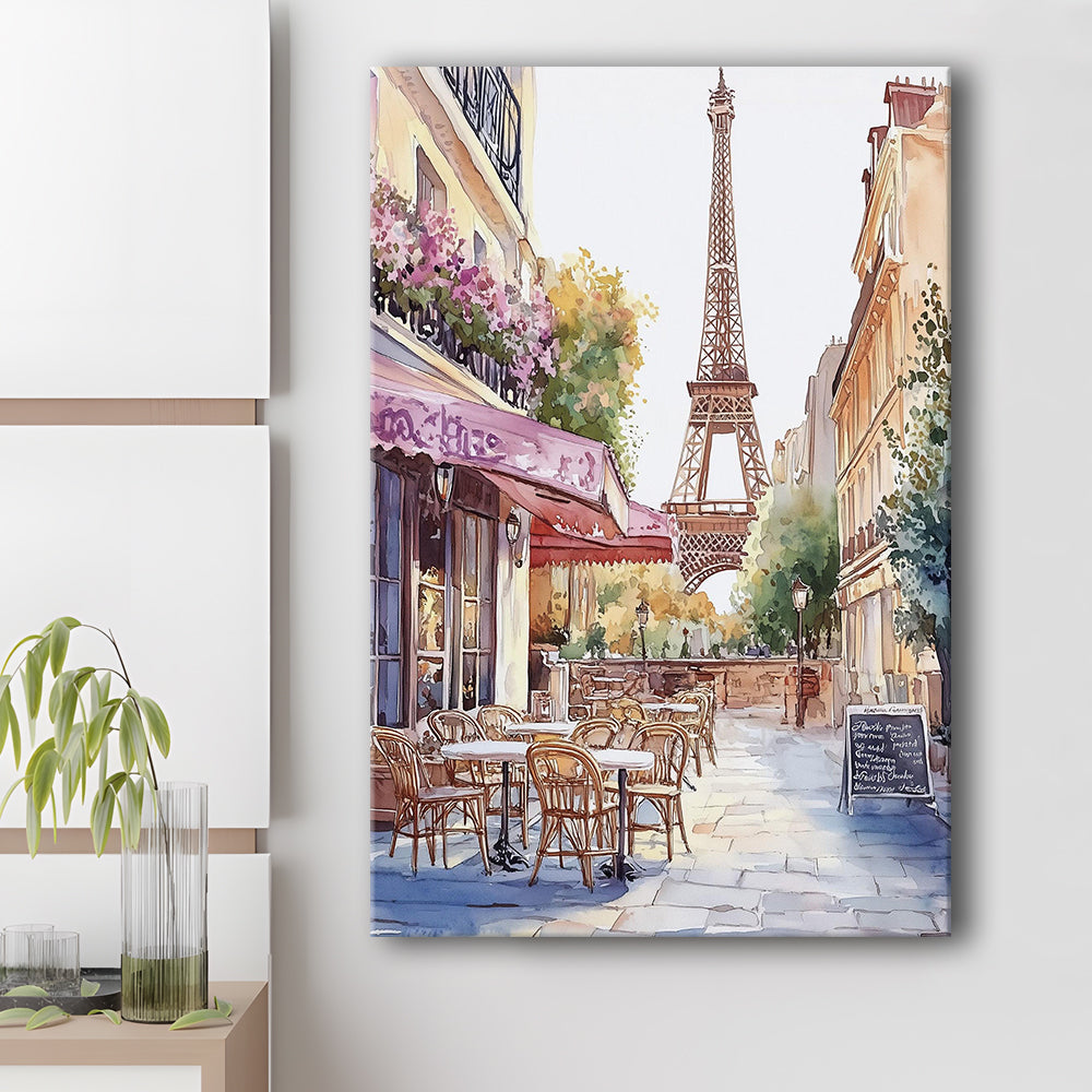 Paris Cityscape Watercolor Art Print, Cafe Watercolor Art Print, Travel Art, Gift Idea, Canvas Print, Canvas Decor