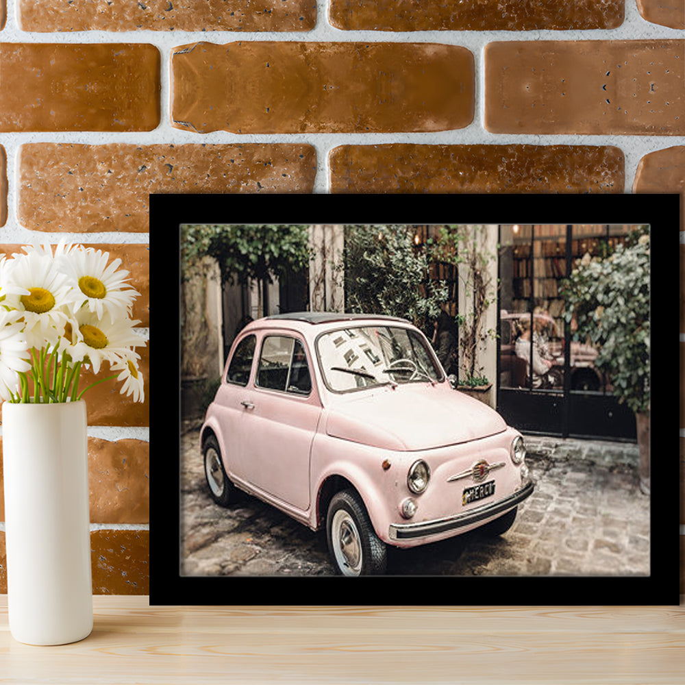 Paris Print Pink Car Print Paris Photography, Framed  Print, Painting Art, Framed Art Print Wall Decor, Framed Picture