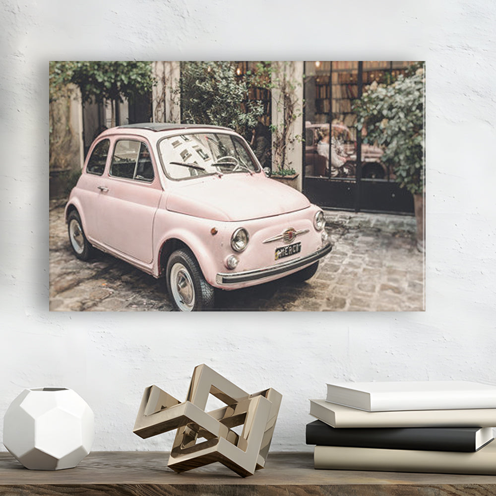 Paris Print Pink Car Print Paris Photography, Canvas Art Decor Print, Painting Art, Canvas Print Wall Art Home Decor