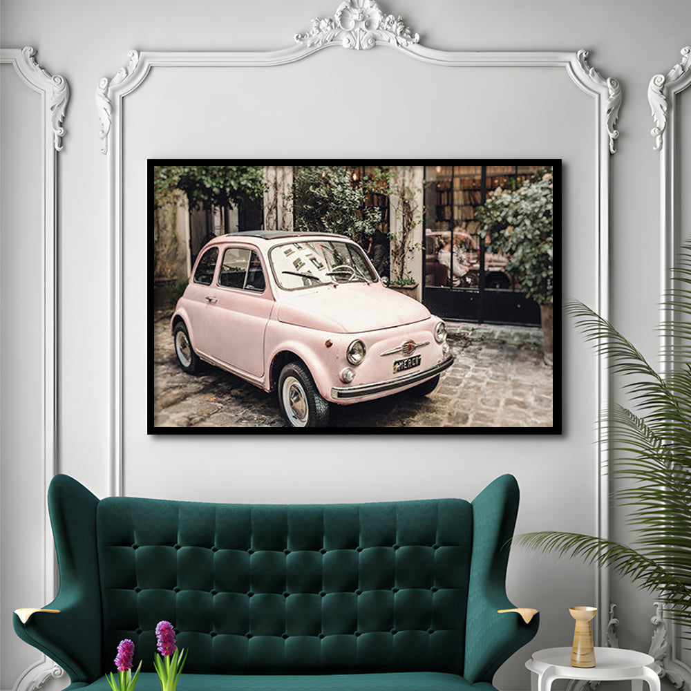 Paris Print Pink Car Print Paris Photography, Framed  Print, Painting Art, Framed Art Print Wall Decor, Framed Picture