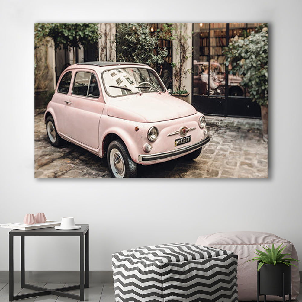 Paris Print Pink Car Print Paris Photography, Canvas Art Decor Print, Painting Art, Canvas Print Wall Art Home Decor